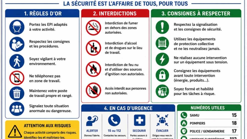 Consignes générales de sécurité affichées